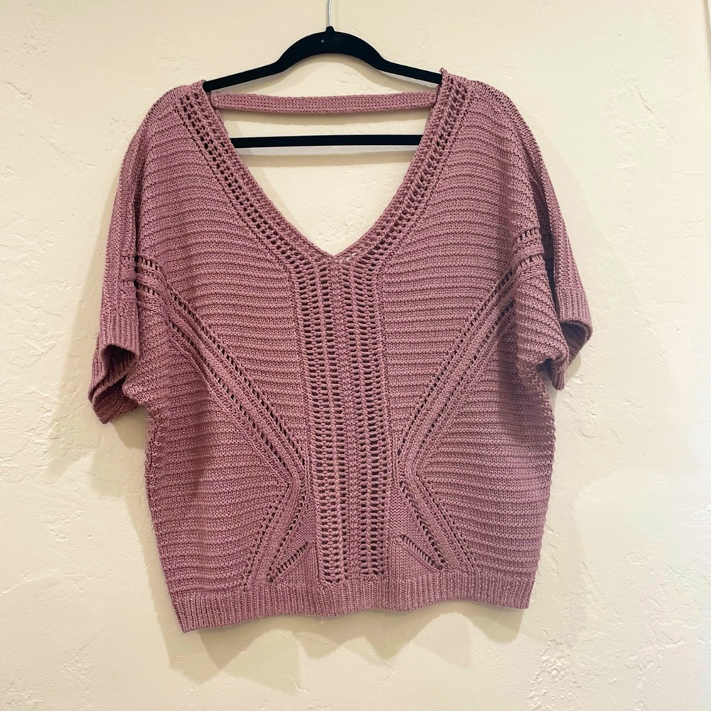 🌸👚Marciano Dusty Rose Knit V-Neck Sweater